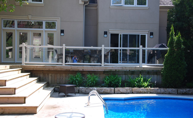 poolside glass railing