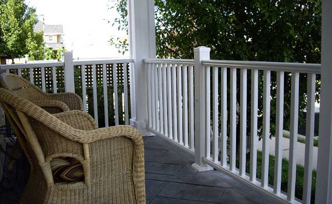 white porch railing