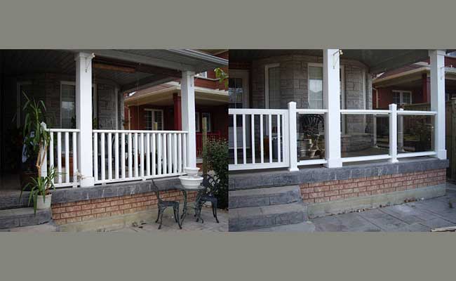white porch handrails