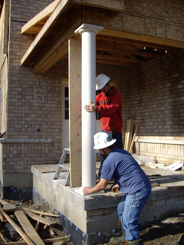 assembling columns for installation